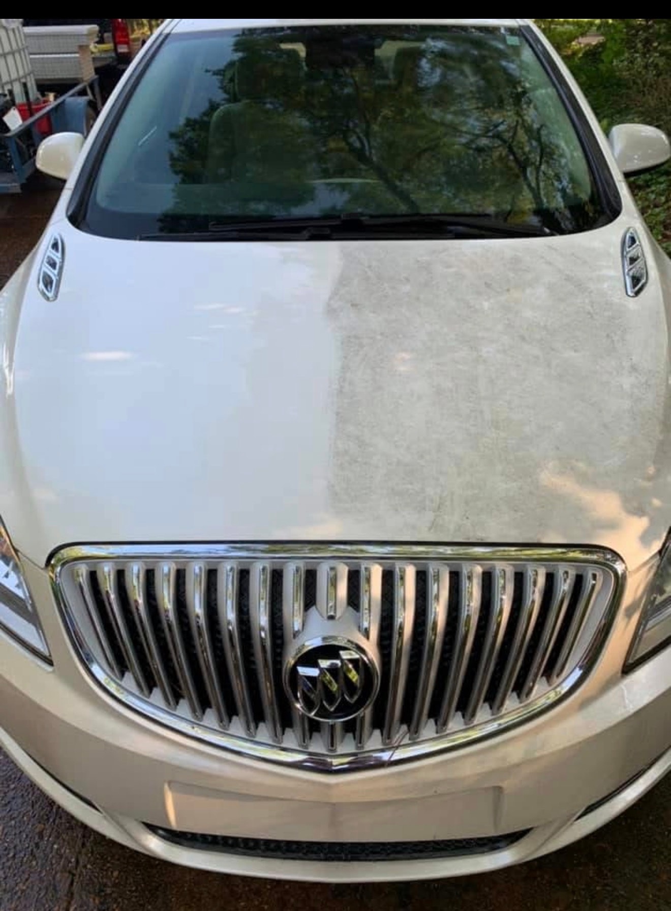 Paint correction on white Buick
